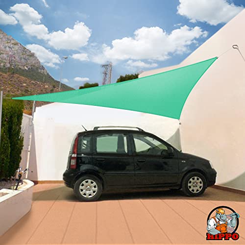 Image of HIPPO Triangle Shade Sail Affordable & Premium 150 GSM Sun Shade UV Block for Outdoor Car Parking Garden (Green, 10FTX10FTX10FT)