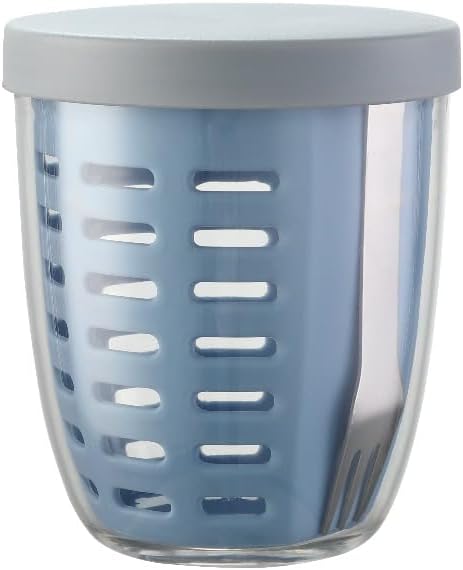 Fruit Cup Salad Bowl with 304 Stainless Steel Fork, Multifunctional Fruit Container with Drainage (Green)