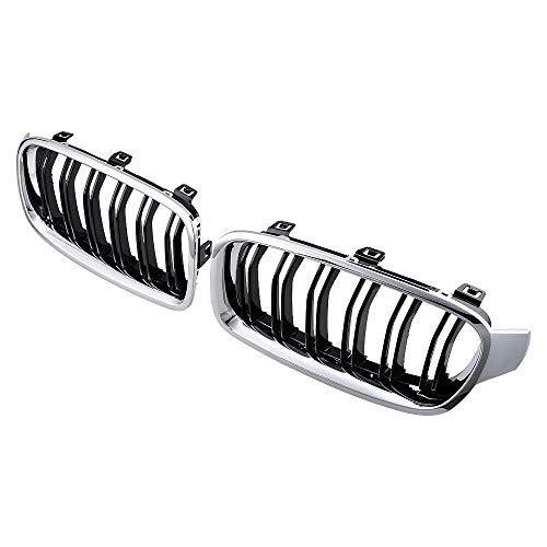 Front Kidney Grill Chrome Frame & Black Fence M3 Look Grille Compatible With Bmw F30/F31 3-Series 2012-2018 '12 '15 #TOP29