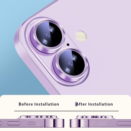 KEKBOXQ 2 Pack Camera Lens Protector for iPhone 17,iPhone 16 Plus/ 16 Tempered Glass Lens Screen Protector Camera Cover Metal Individual Ring for iPhone 16 Plus/16/17 5g 2025,Blue - image 4