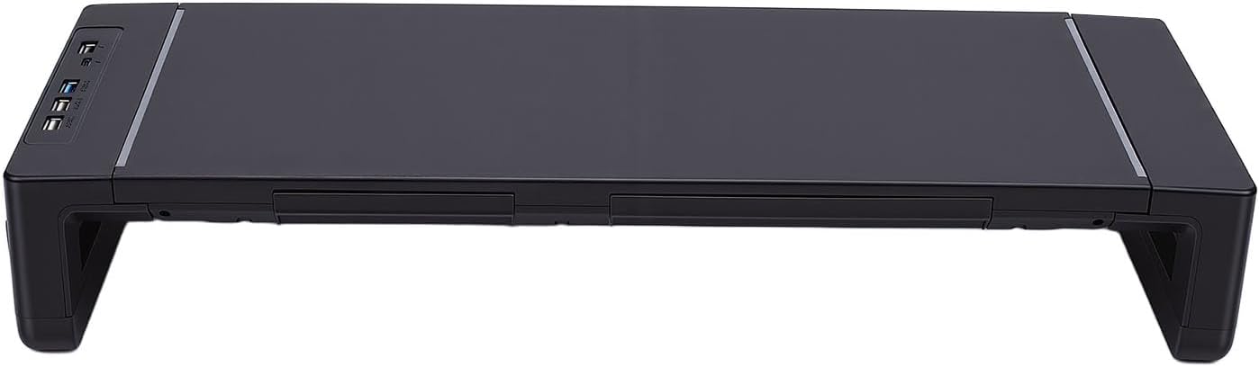 Jectse Elevador ajustable para pantalla de computadora, soporte ergonómico con soporte para teléfono y cajón de almacenamiento para impresora de