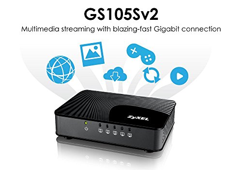 Zyxel 5-Port Gigabit Ethernet Unmanaged Switch | Plug & Play | Gaming And Media Optimized Qos Ports | Plastic Case | Desktop Or Wall-Mount | Ethernet Splitter | Lifetime Warranty | Gs105Sv2 #TOP6