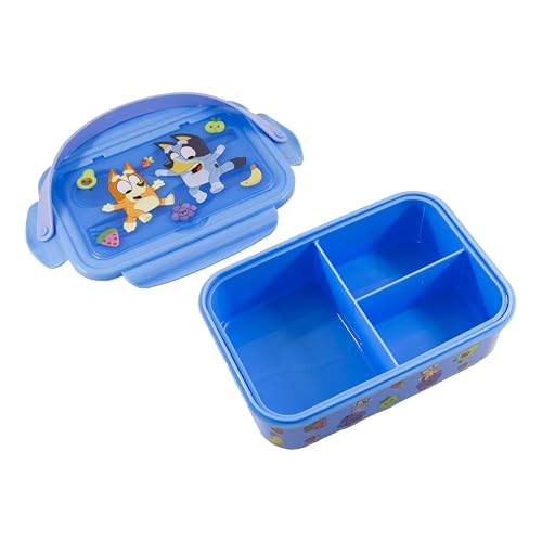 Image of Fast Forward Bluey Bento Lunch Box for Kids | Bluey and Bingo Food Container with Utensils | BPA-Free Lunch Kit with 3 Compartments | Bento Snack Box with Spoon & Fork