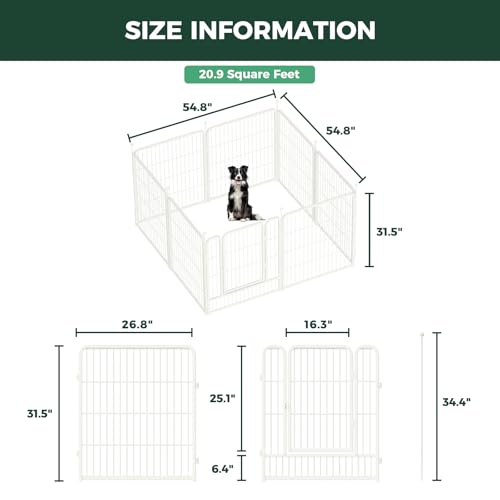 Image of FXW Rollick Unleashed Dog Playpen for Indoor, Yard, RV Camping, 32 inch 8 Panels for Small and Medium Dogs, White│Patented