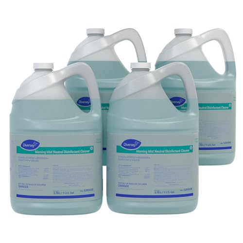 Diversey 5283038 Morning Mist Neutral Disinfectant Cleaner, Cleans, Deodorizes, Disinfects, For Home & Commercial Use, Fresh Scent, Concentrate, 1-Gallon (Pack of 4)