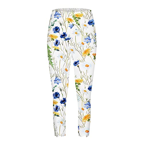 Women's Pants Cropped Pants Women Summer Casual Capri Leggings Floral Print Stretchy Knee Length Capris Lounge Travel Pants Slim Fit Pants For Women Dressy Casual #TOP3