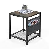 ANYHI End Table,Nightstand,2-Tier Side Table with Storage Shelf, Industrial Beside Sofa Table for Li
