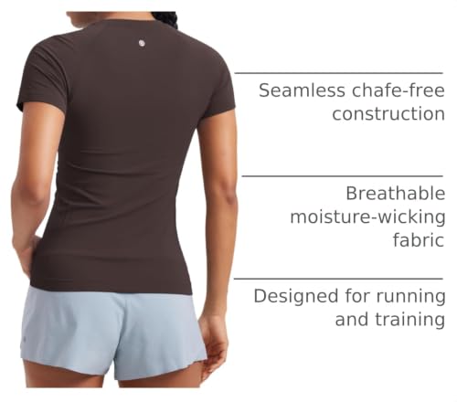 Image of CRZ YOGA Seamless T-Shirt Hip Length | Training, Chafe-Free, Slim Fit, Raglan Sleeves, Mesh Vents, Workout, Short Sleeve Tops for Women