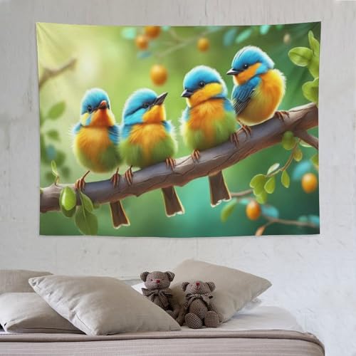 Tenture murale oiseau imprimée en 3D 150×200cm : tapis mural salon