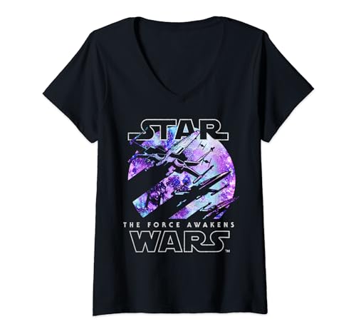 T-shirt Star Wars The Force Awakens imprimé galaxie et vaisseaux X-Wings femme