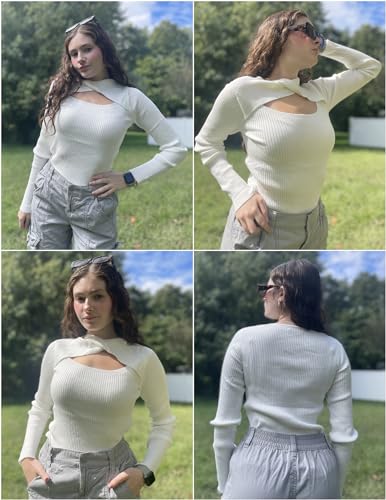 Image of Zeagoo Sweaters for Women 2026 Knit Trendy Long Sleeve Lightweight Slim Fit Pullover Cutout Tops S-XXL
