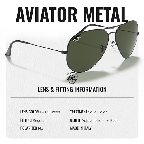 Ray-Ban RB3026 Pilot Shape Non-Polarized Sunglasses for Men & Women – Includes Official Rayban Eyewear Kit – Ideal Formal & Casual Wear Sunglasess – Green Lens by Ray-Ban - Image 3