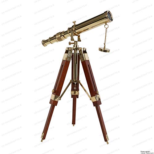Vintage Brass Telescope On Tripod Stand Use Df Lens Antique Desktop Telescope For Home Decor & Table Accessory Nautical Spyglass Telescope For Navy And Outdoor Adventure. #TOP3