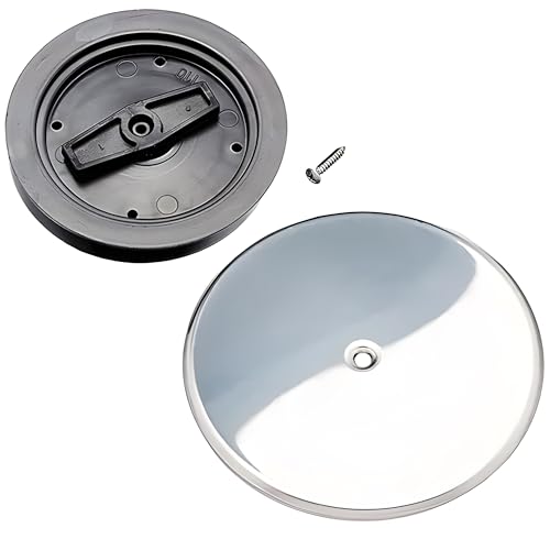Tapa Bote sifónico, tapón de expansión para Bote de 110 Ø mm, Tapa embellecedor Cromado y Tornillo de Acero Inoxidable, Baño, Cocina, etc.. (Sin aireación)