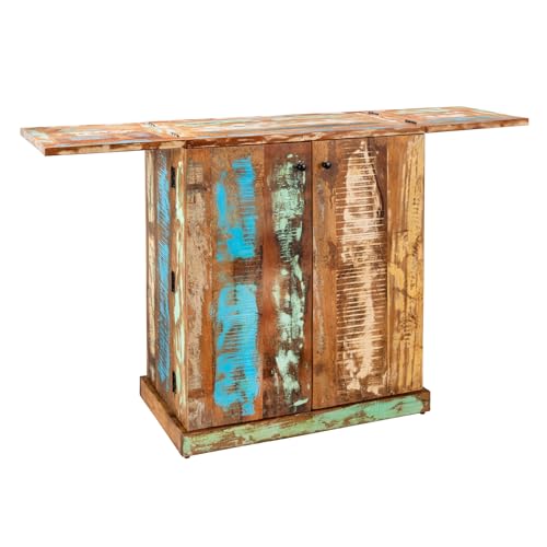 Barschrank JAKARTA - 100cm - natur bunt - Massivholz mit Stauraum