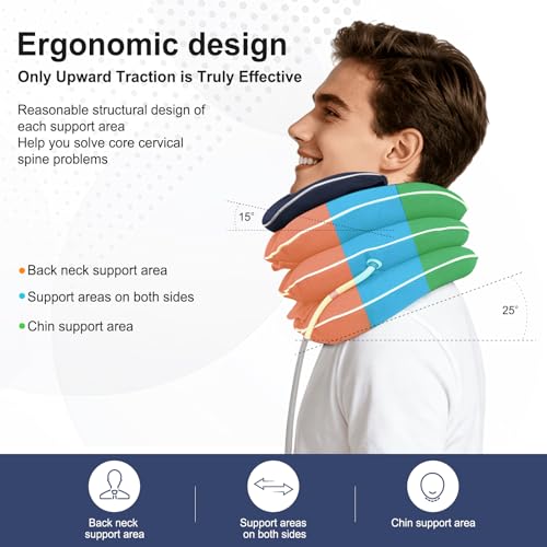 Image of Cervical Neck Traction Device for Home Use, Inflatable Neck Stretcher for Instant Neck Pain Relief, Adjustable Neck Support Brace, Neck Decompression, Neck Extender