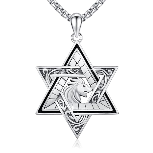 Star of David Necklace 925 Sterling Silver Jewish Star Pendant Necklaces Jewelry for Men Women With 316L Stainless Steel Chain and Gifts Box