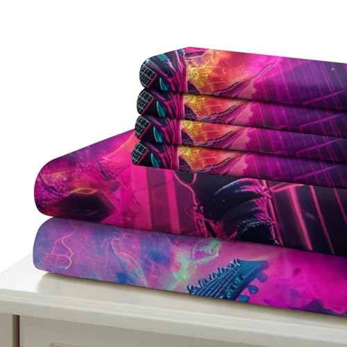 Linge de lit guitare 3D Super King en microfibre haute densité