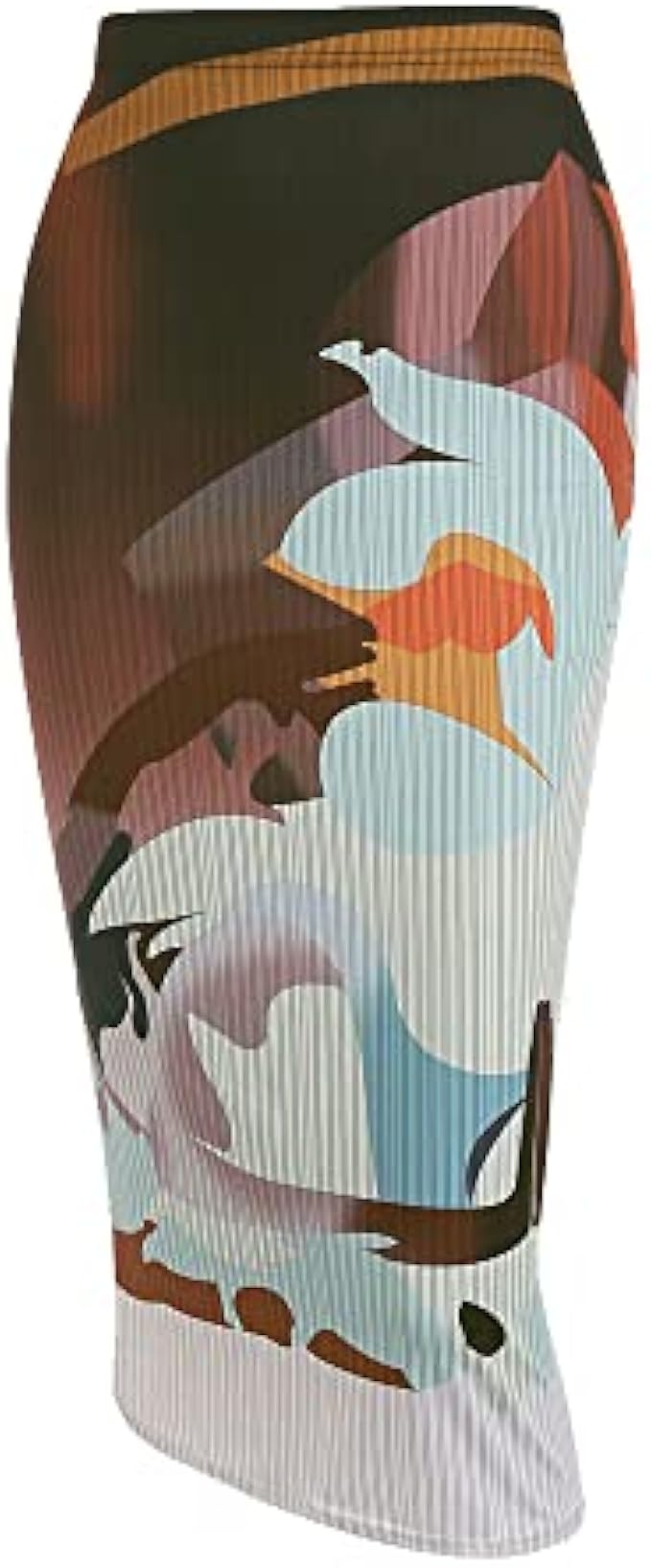 ZAFUL 女款 休閒 中長裙 性感 側開衩 修身 高腰 扭紋 皺紋 大腿 海灘罩衫