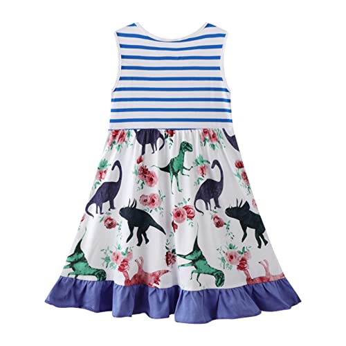 Image of HILEELANG Toddler Girl Cotton Casual Dress Summer Short Sleeve Basic Tunic Playwear Shirt Dresses