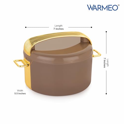 Image of WARMEO Majestic Inner Stainless Steel Casserole 2100ml Brown | PU Insulated | BPA Free | Food Grade | Easy to Carry | Easy to Store | Chapati | Roti | Curd Maker