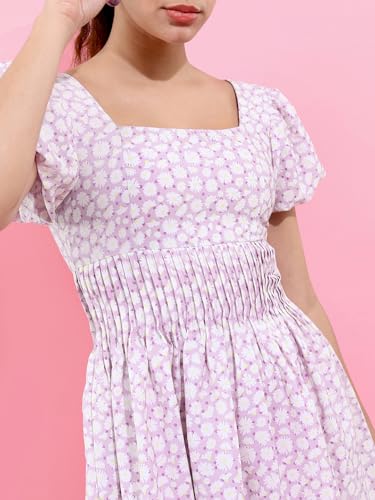 Image of Tokyo Talkies Women's Short Sleeves Square Neck Printed Dresses | Stylish Dresses | Casual Dresses