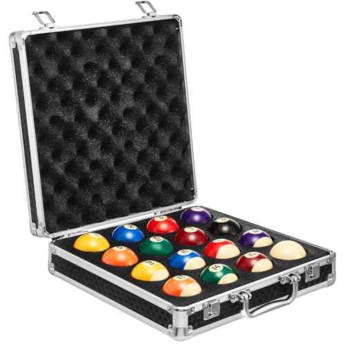 JolliLudo Pool Balls Billiard Set, 2-1/4" Regulation Size, 16 Pcs Resin Billiard Balls Set with 1 PC Carry Case, Pool Table Accessories for Tournament, Bar, Game Room & Gifts