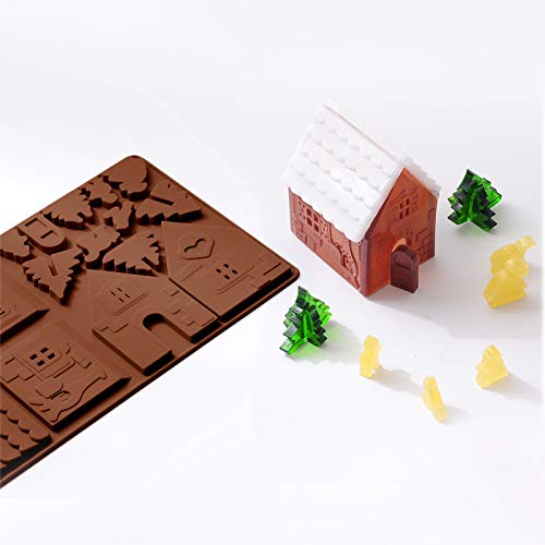 Whaline Christams Gingerbread House Baking Tray, Silicone Molds For Desserts, Chocolate, Candy,Cookies (2 Pieces) #TOP2