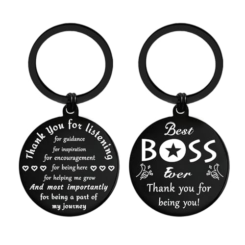 ENGZHI Best Boss Gifts for Men, Thank You Boss Keychain for Christmas Boss Day Birthday Leaving, Male Boss Appreciation Gifts, Metal Keychain