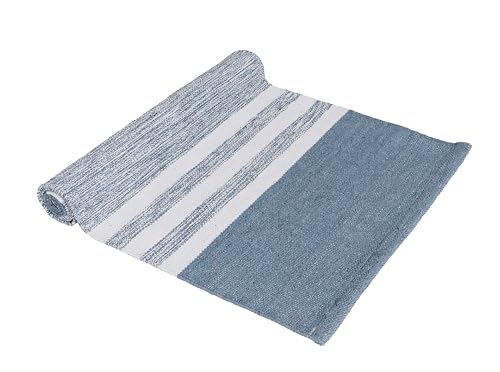 Image of Hand Woven 100% Natural Cotton Designer Rug|Kitchen Runner|Bedside Runner|Kitchen Mat|Carpet|Multiple uses for Balcony,Living Room,Bedroom,Size-22x60 Inches, (Grey)