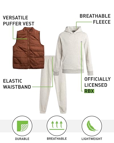 RBX Boys Active Sweat Set - 3 Piece Fleece Boys Hoodies Youth Sweatpants and Puffer Vest Kids Athletic Matching Set (4-12)2