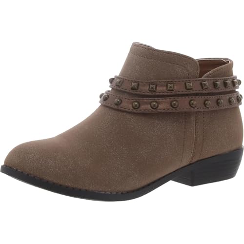 NINA Girls Nicolena Big Kid Block Heel Booties Brown 6 Medium (B,M) Big Kid