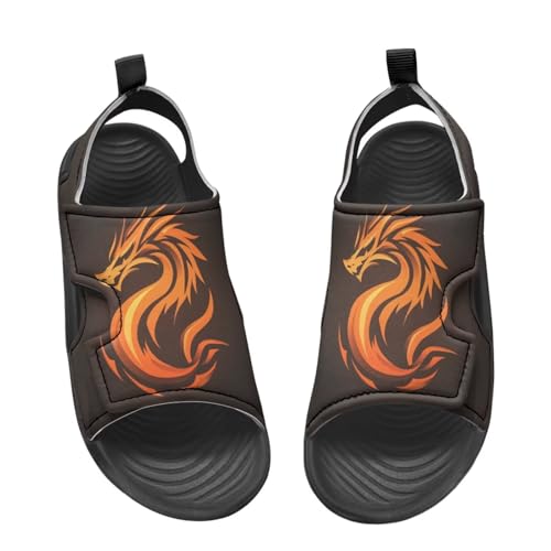 Forchrinse Boys Sandals Dragon Open Toe Sports Sandal Summer PU Leather Hiking Water Shoes