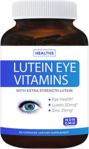 Eye Vitamins with Lutein (Non-GMO) Vision Support Supplement for Dry Eyes & Vision Health Care - Bilberry - 60 Capsules