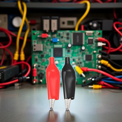 Image of 20Pcs Medium Alligator Clips Black Red Soft Insulated Boots Covered Test Lead Clamp,Test, Measure and Inspect