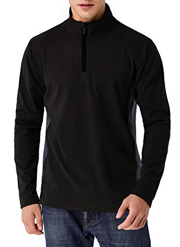 Derminpro Mens 1/4 Zip Fleece Pullover Long Sleeve Stretchy Golf Jackets Black Medium