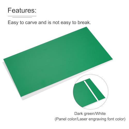 Image of MECCANIXITY ABS Engraving Double Color Sheet 7x11inch Dark Green /White for Badge, Sign, DIY Carving Pack of 12