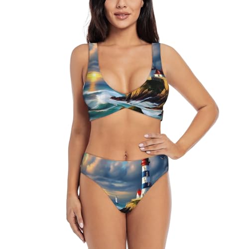 Bikini contrôle du ventre Lighthouse ensemble deux pièces pour plage