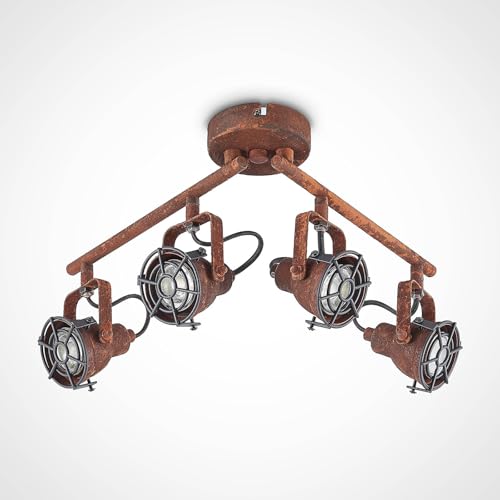 Lindby, Faretto Da Soffitto Scabra, 63 Cm, Marrone Ruggine, A 4 Luci, Metallo - 7