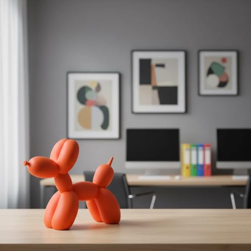 YOYUMI Skulptur Ballon Hund Ornamente Wohnzimmer Schlafzimmer Weinschrank Dekoration Kunstharz Kunsthandwerk Weiche Dekoration Kunst Orange