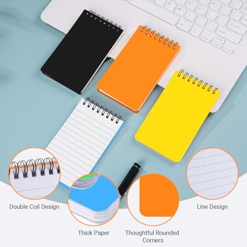 Dhisperares 8 Stück Mini Notizblock A7, 7,6 X 12,6 cm, Spiralgebundene Kleines Notizbuch, Klein A7 Notizblock Bunt mit Liniertes Papier, für Memos Unterwegs, Büro, Schule, Zuhause
