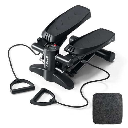 YOTTOY Steppers for Exercise, Stair Stepper with Resistance Bands, Mini Stepper with 300LBS Load Capacity, Hydraulic Fitness Stepper with LCD Monitor Red