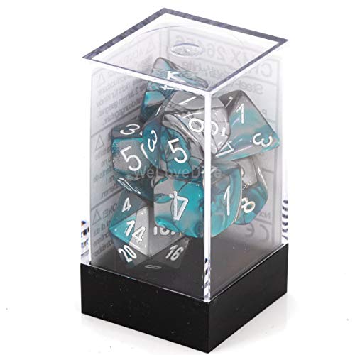 Chessex Chx26456 Dice-Gemini Steel-Teal/White Set, One Size, Multicolor #TOP2