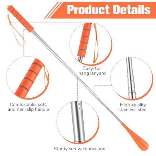 TIESOME 2 Pcs Shoe Horn Long Handled, Telescopic 12-28 Inch Metal Long Handled Shoe Horns, Portable Adjustable Length Boot Horn for Men Women Kids Seniors, Lightweight Ergonomic Handle (Blue & Orange) - Thumbnail 3
