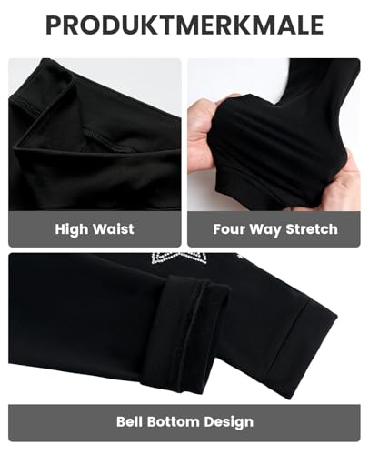 Gogokids Eiskunstlaufhose für Mädchen Kinder, Fleece Thermo Leggings, Glitzer Strass Eislaufhose, Ice Skating Hosen, Halbe Abdeckung, für Sport Training Ballett Gymnastik Eislaufen