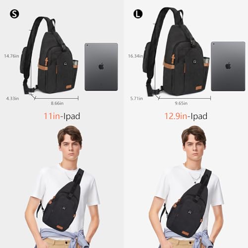 Sling Bag for Men, Large Crossbody Bag Men with Anti Theft Tunnel Lock Zipper Canvas Sling Backpack for Travel Hiking3