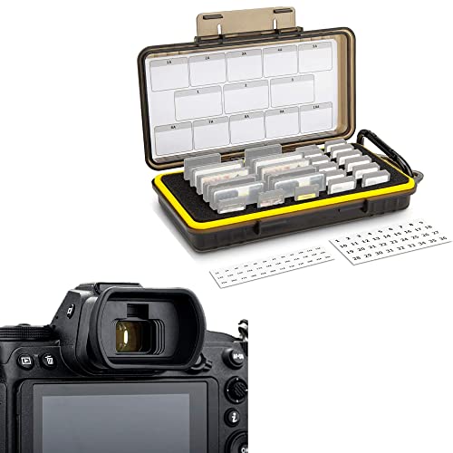 Z6II Z7II Eyecup + SD XQD Memory Card Case:Soft Silicon Camera Eyecup with 30 SD + 15 CFexpress B/XQD Cards Storage Case