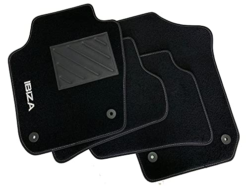Tapis compatibles avec Seat Ibiza 6J de 2008 à 2017 - avec clip, 1 logo brodé et talonnette Cover