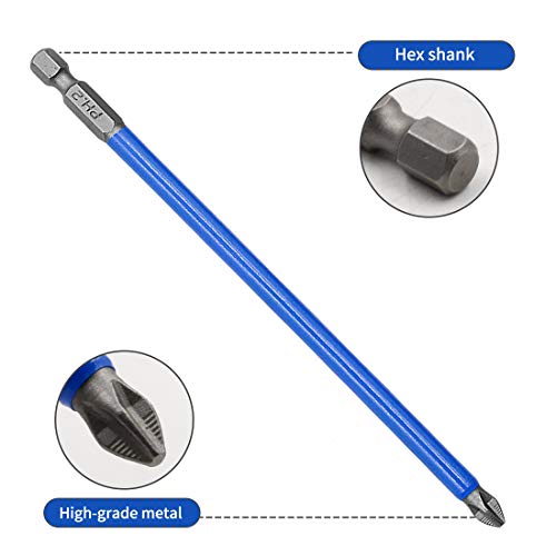Cyful 10pcs Alloy Steel Anti Slip 6 Inch Long Phillips PH2 Screwdriver Bits Set (PH2 x 150MM)