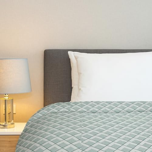 Image of 280 TC Luxurious Glace Cotton Duvet Cover /Comforter Cover /AC Quilt Cover King Size /Dohar /90 X100 Inches - (Green)